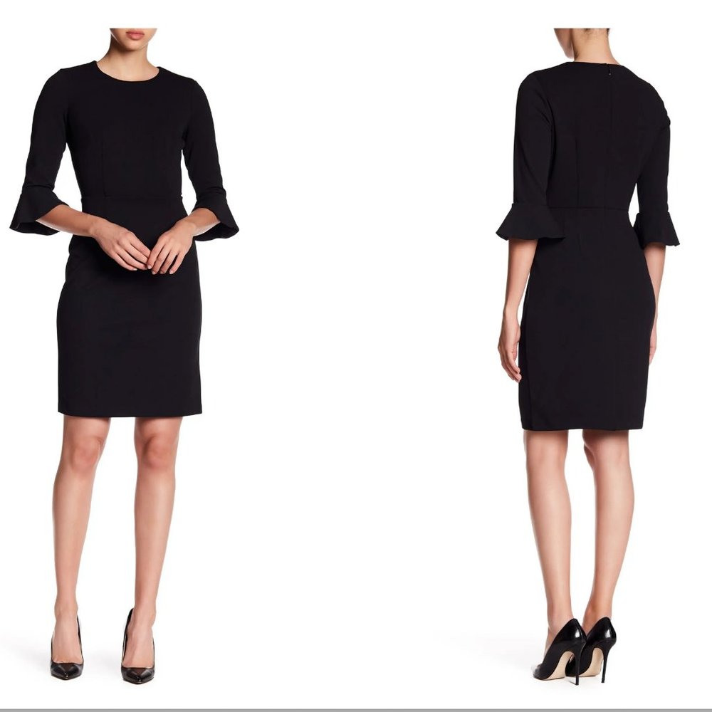 Donna Morgan Bell Sleeve Crepe Sheath Dress